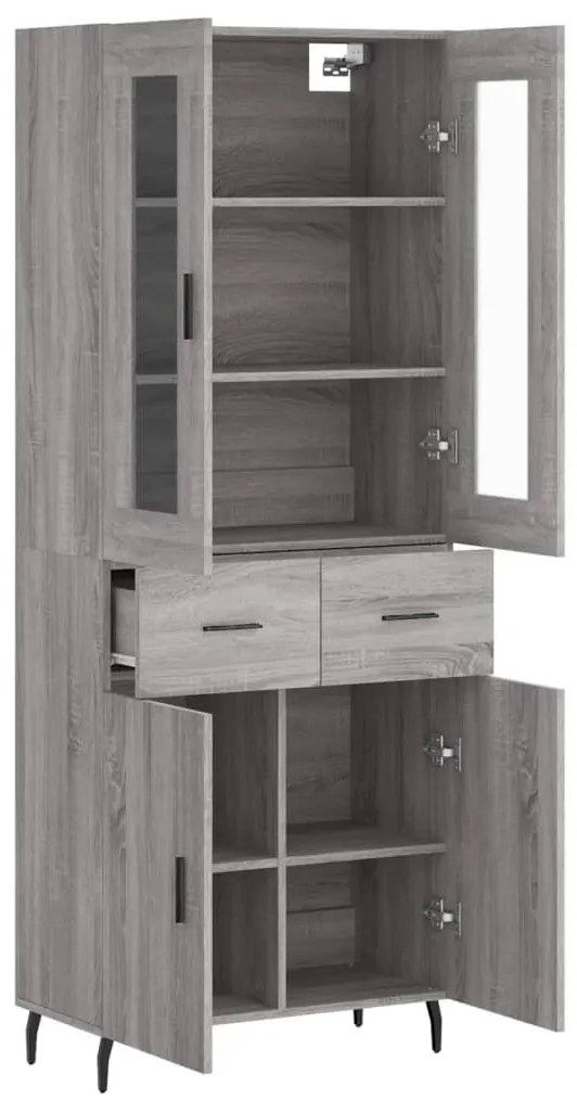Armário alto 69,5x34x180 cm derivados de madeira sonoma cinza