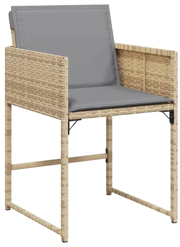 Conjunto de Jantar de Jardim com 5 Peças e Almofadas Beje em Rattan Si