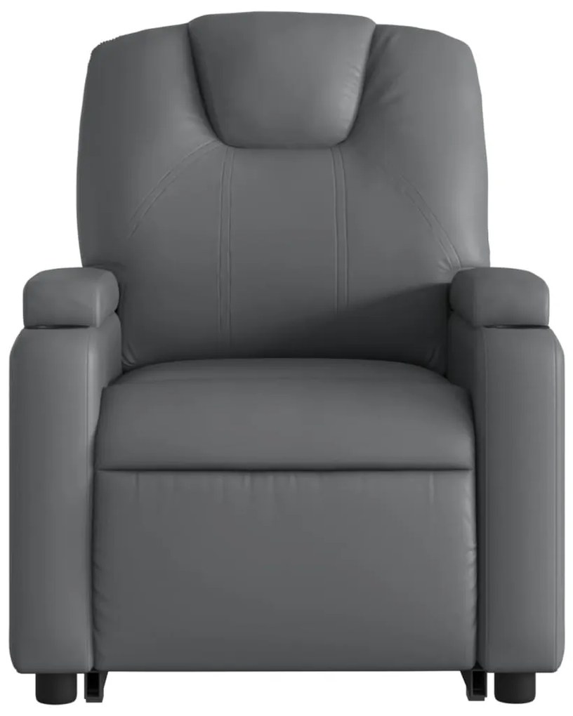 Poltrona massagens reclinável elevatória couro artif. cinzento