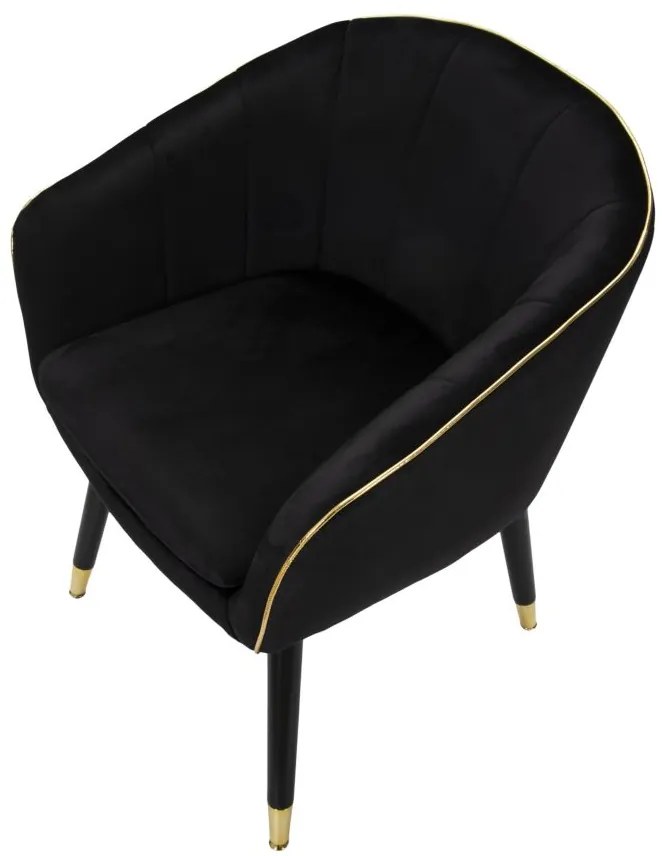 POLTRONA PARIS PRETA E DOURADA 62X58X78 CM