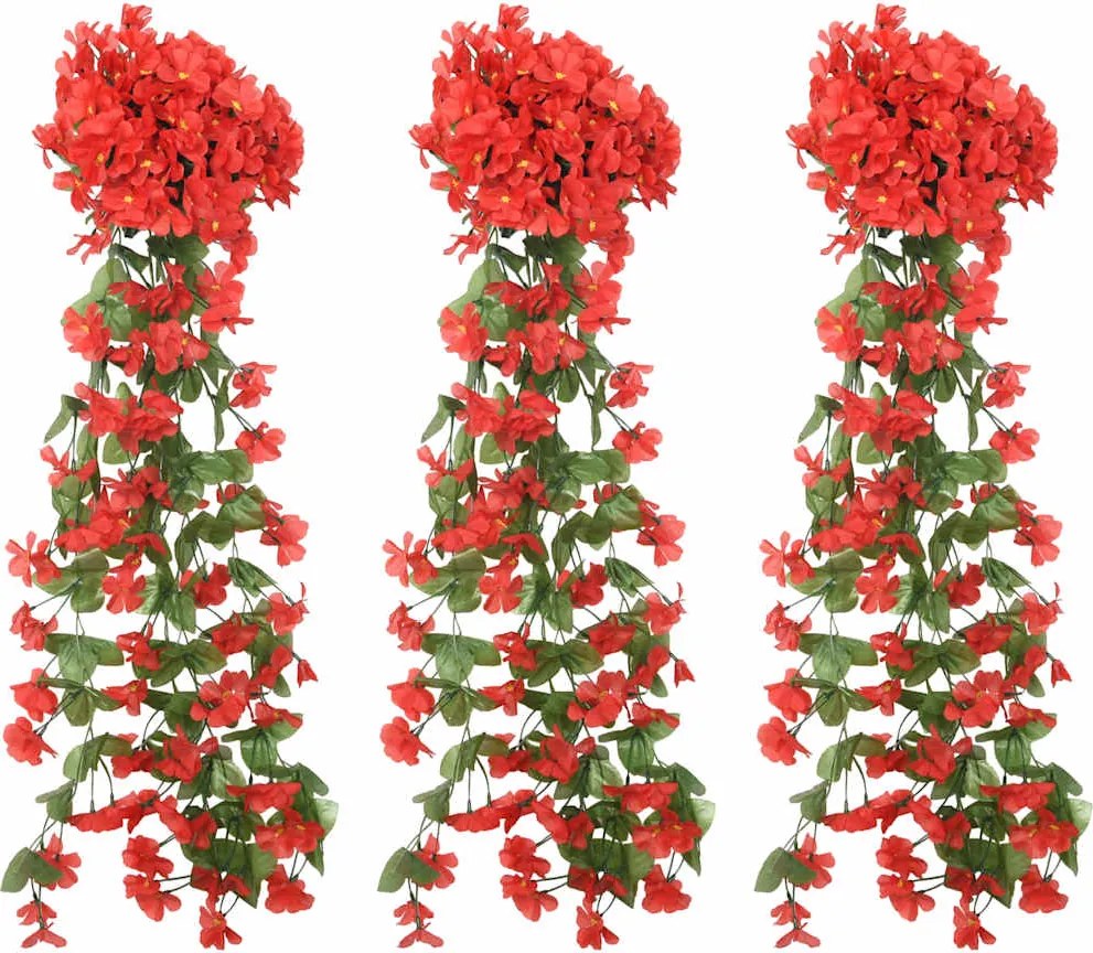 vidaXL Grinaldas de flores 3 pcs 85 cm vermelho