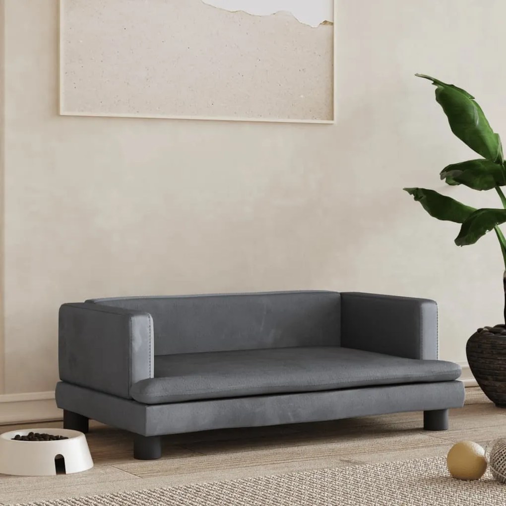 vidaXL Cama para cães 80x45x30 cm veludo cinzento-escuro