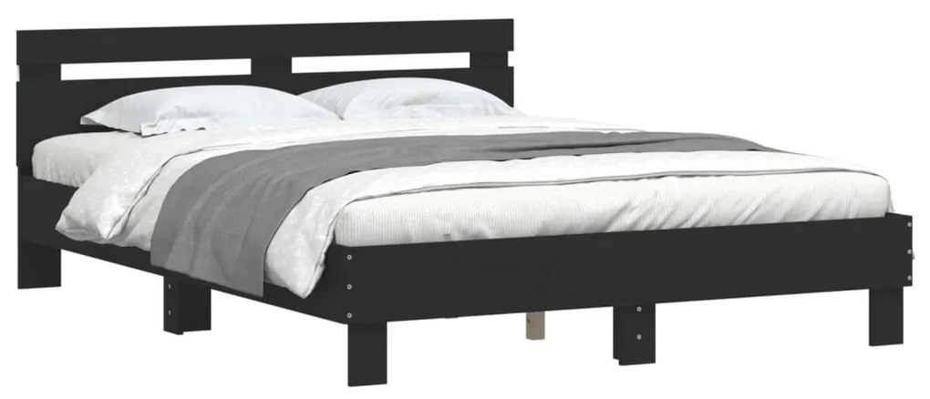 Estrutura de cama com LED sem colchão 150x200 cm preto