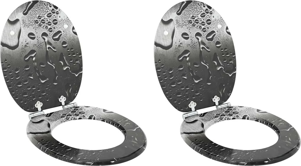 vidaXL Assento de Vaso Sanitário 2 pcs Cinzeto 44 x 38 cm Placa de MDF