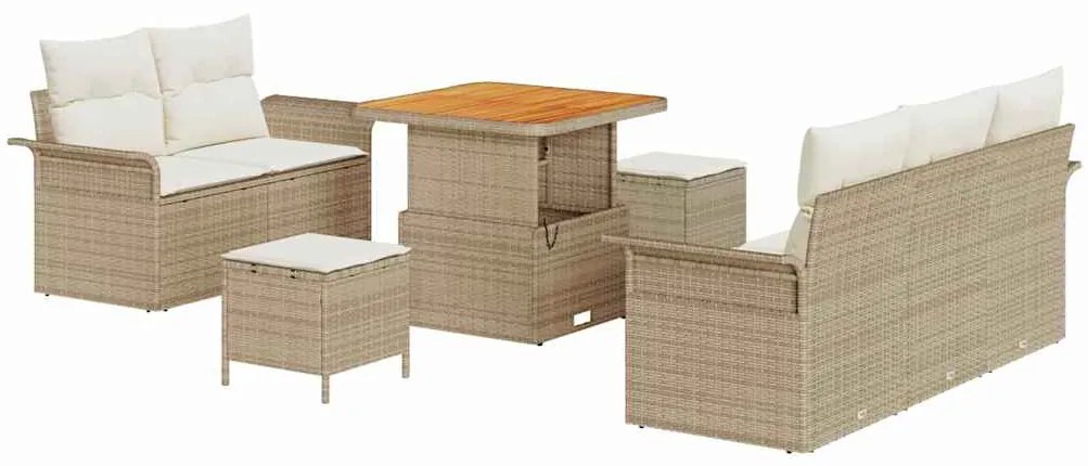 Conjunto de Sofá de Jardim com 8 Peças e Almofadas Beijinhas em Rattan