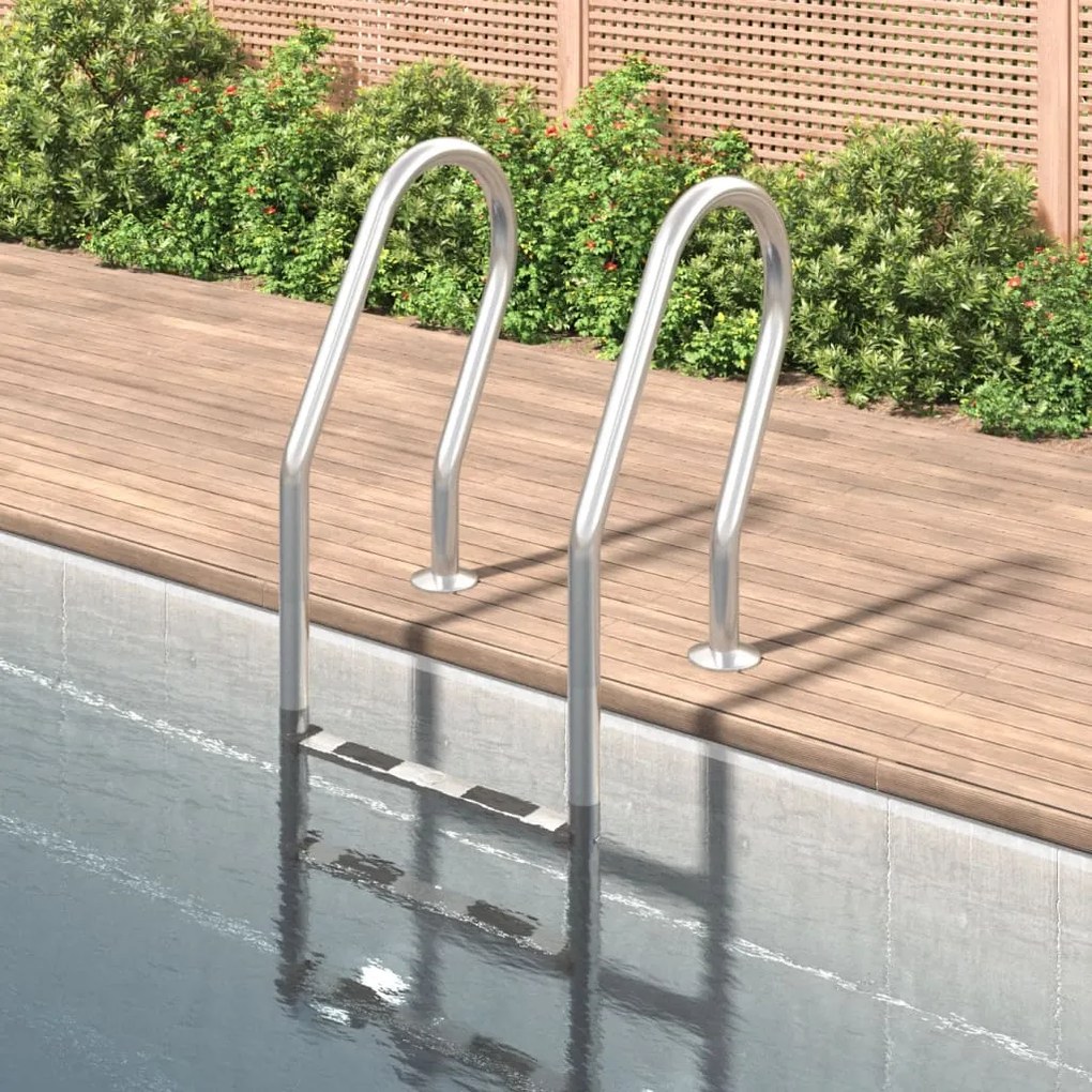 93461 vidaXL Escada de piscina 54x38x158 cm aço inoxidável 304
