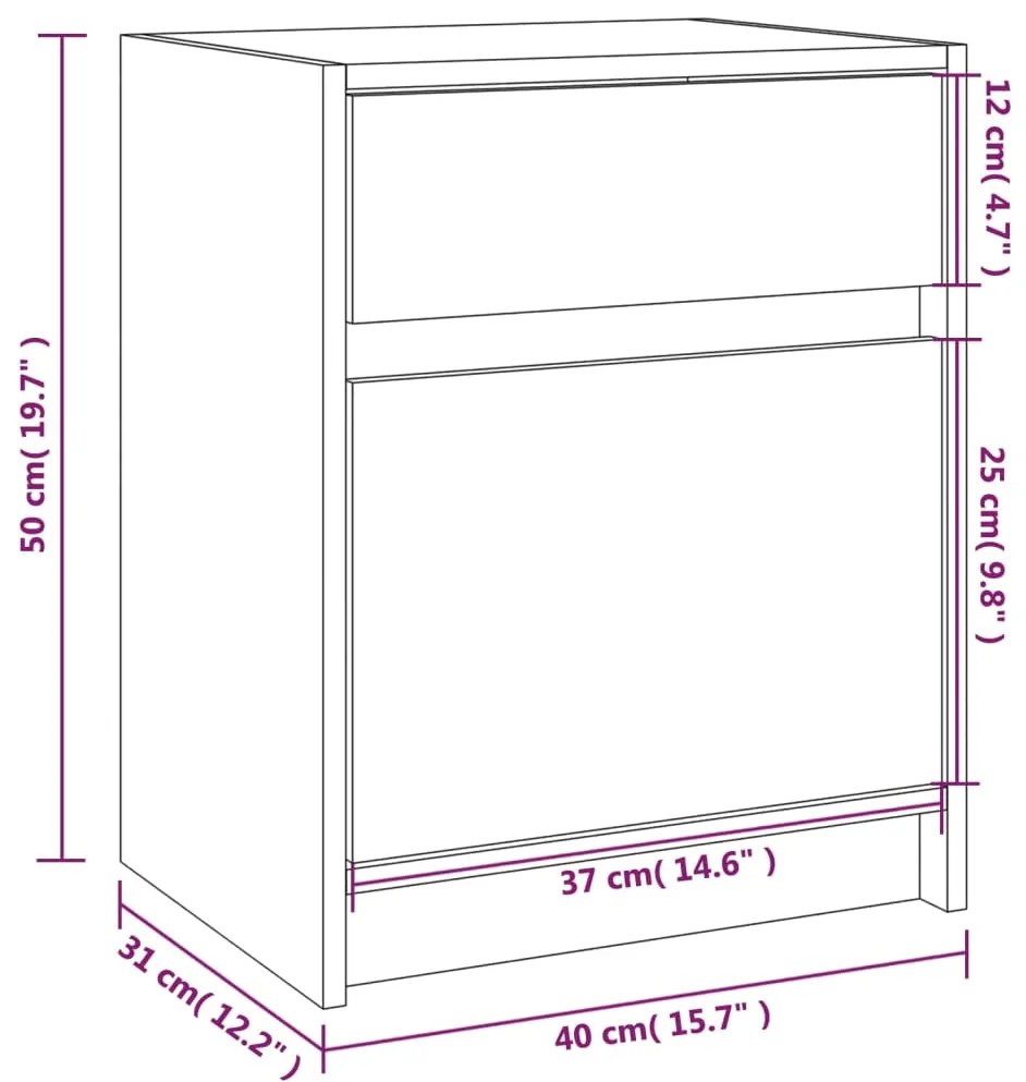 Mesa de cabeceira 40x31x50 cm madeira de pinho maciça branco