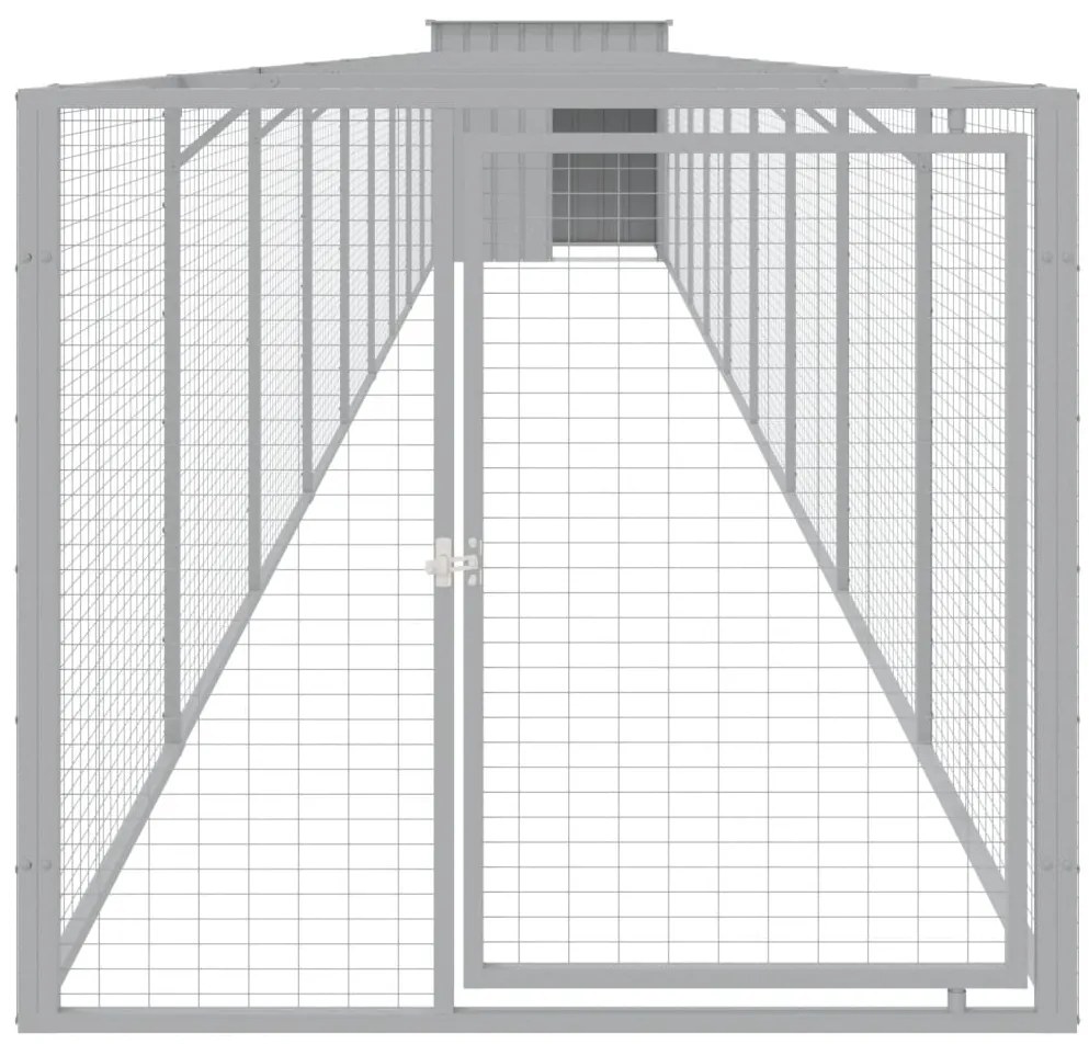 Casota p/cães c/parque 110x1017x110cm aço galvaniz. cinza-claro