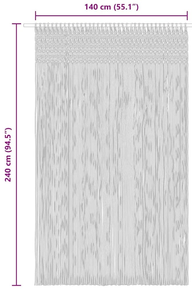 Cortina macramé 140x240 cm algodão antracite