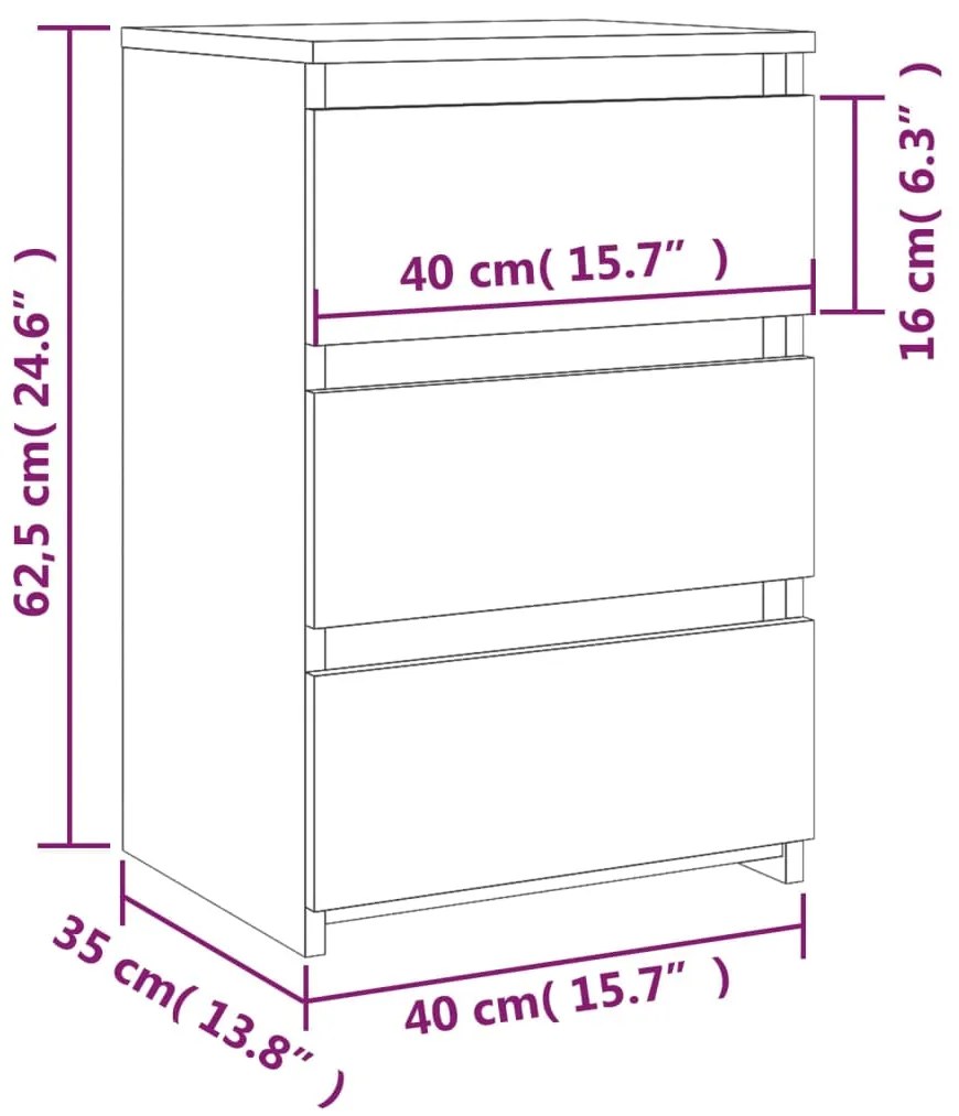 Mesas cabeceira 2 pcs 40x35x62,5 cm madeira proc. sonoma cinza
