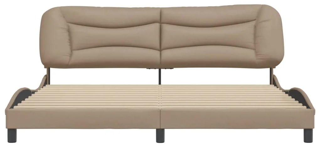 Estrutura cama cabeceira 200x200 cm couro artificial cappuccino