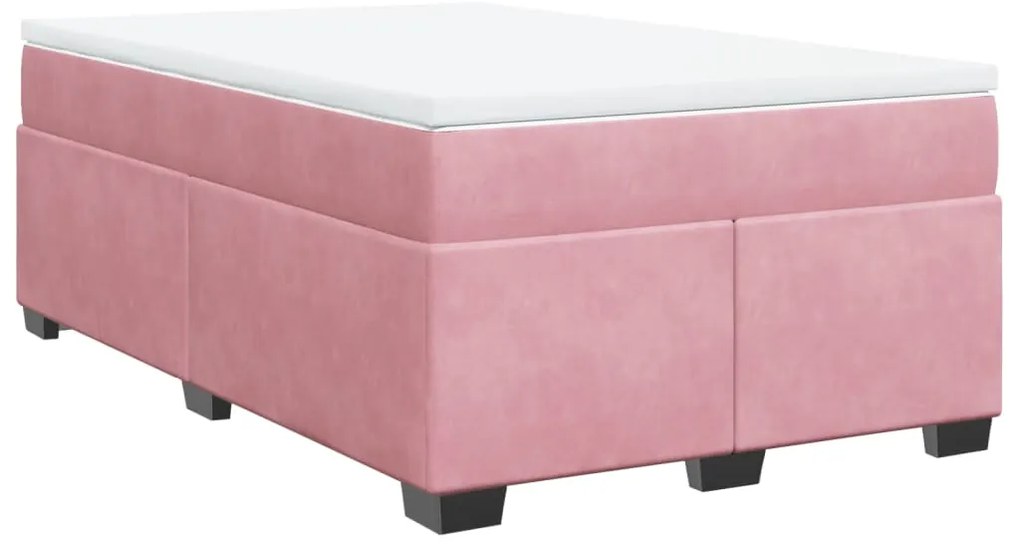 Cama boxspring com colchão 120x200 cm veludo rosa