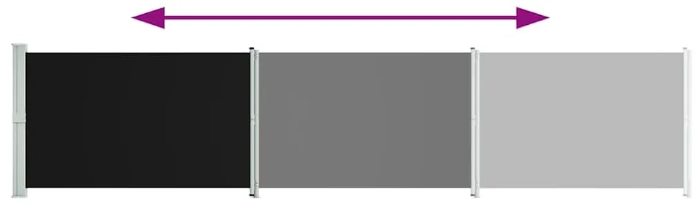 Toldo lateral retrátil para pátio 140x600 cm preto