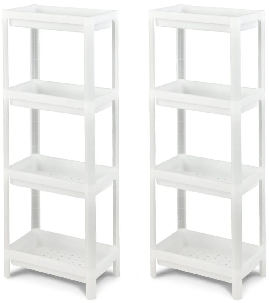 Conjunto de 2 estantes de casa de banho ou cozinha de 3 camadas 36 x 23 x 99,5 cm branco