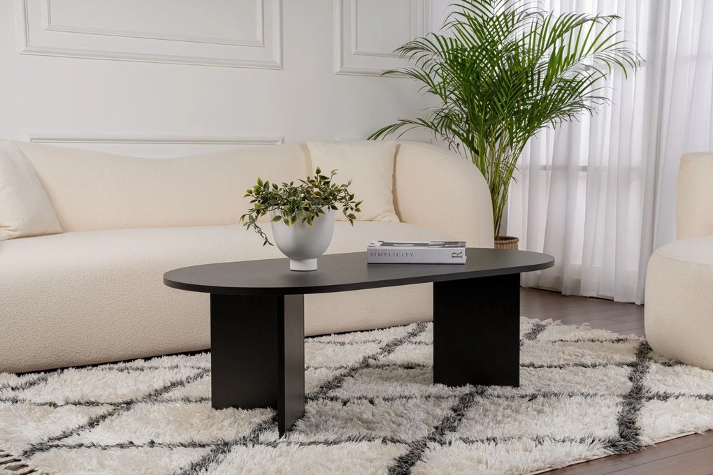 Mesa de Centro "Sable" – Preto , 105x65x40 cm, Design Acolhedor