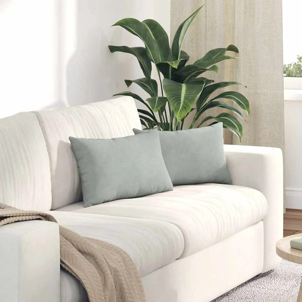 vidaXL Travesseiros de Sofá 2 pcs Cinzento-claro 50 x 30 cm
