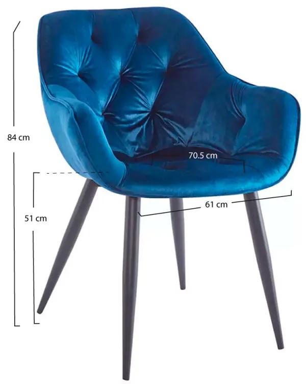 Cadeira Zandel Black Veludo - Azul