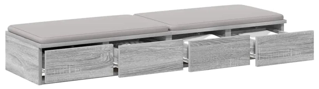 Gavetas para Cama vidaXL Cinza Sonoma 120x36,5x16,5 cm Madeira de Enge