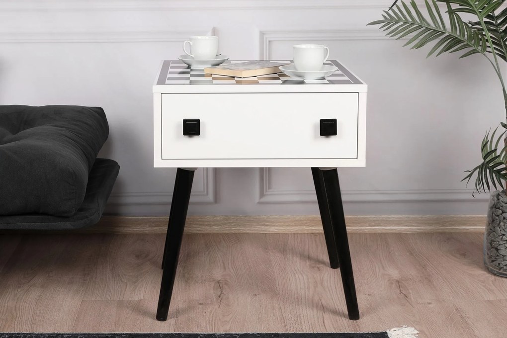 Mesa de Xadrez Chesso – Branco e Preto – 50x60x50 cm