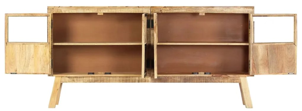 Aparador em mangueira maciça áspera 160x30x80 cm castanho/preto