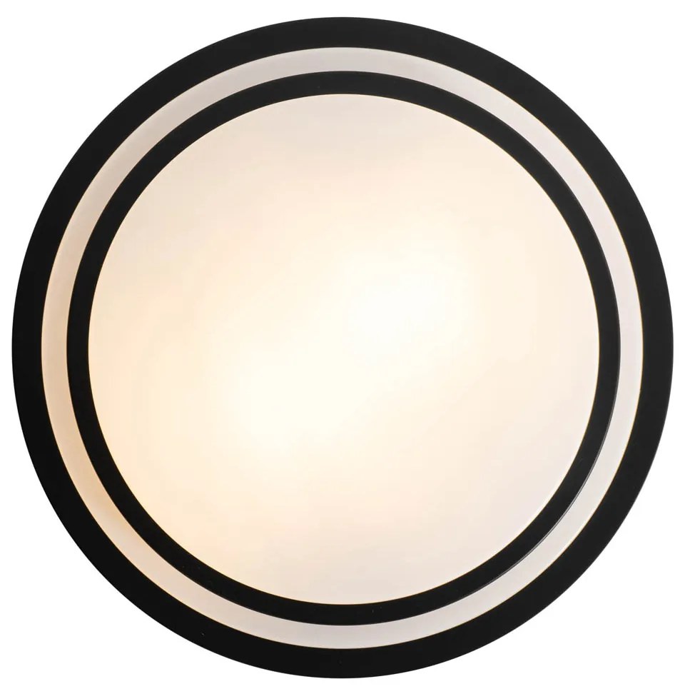 Plafon Moderno Preto com Branco 35cm 2 Luzes IP44 - Walden