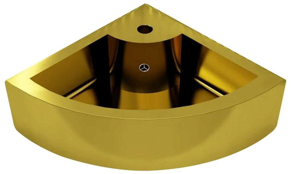 Lavatório com extravasamento 45x32x12,5 cm cerâmica dourado