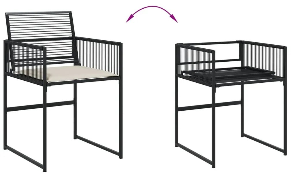 13 pcs conjunto de jantar p/jardim com almofadões vime PE preto
