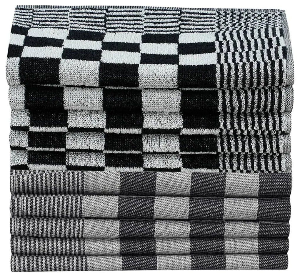 Conjunto de panos de cozinha 10 pcs algodão preto e branco