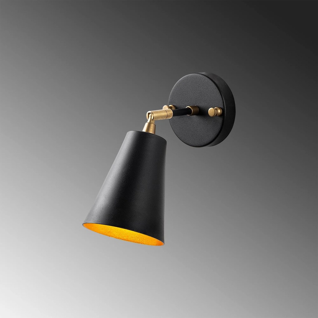 Candeeiro de Parede Evander – Preto e Dourado – 10 x 26 x 21 cm