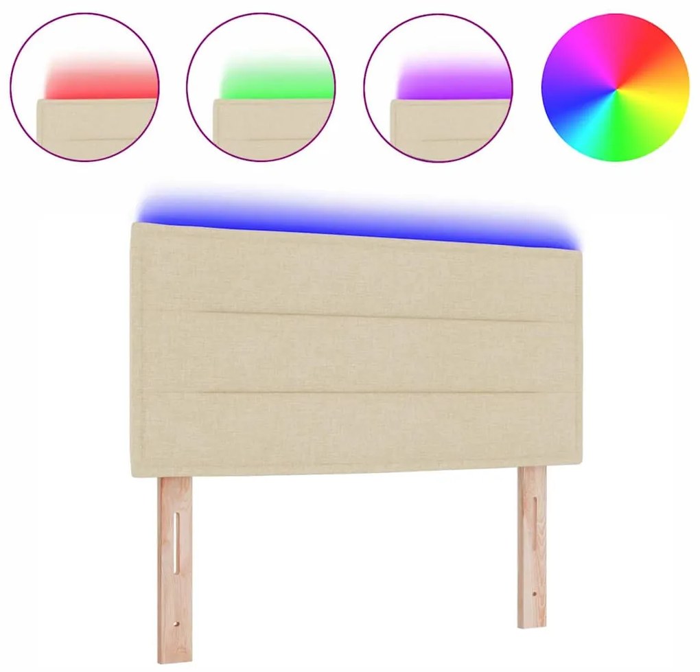 Cabeceira LED Design Linhas Creme 90 cm Tecido