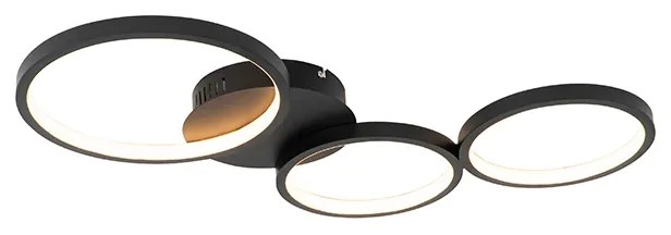 Candeeiro de teto design preto com LED integrado regulável em 3 níveis 3 luzes - Pande Design