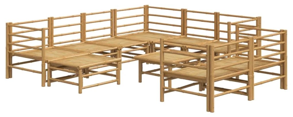 10 pcs conj. lounge de jardim bambu c/ almofadões cinza-claro