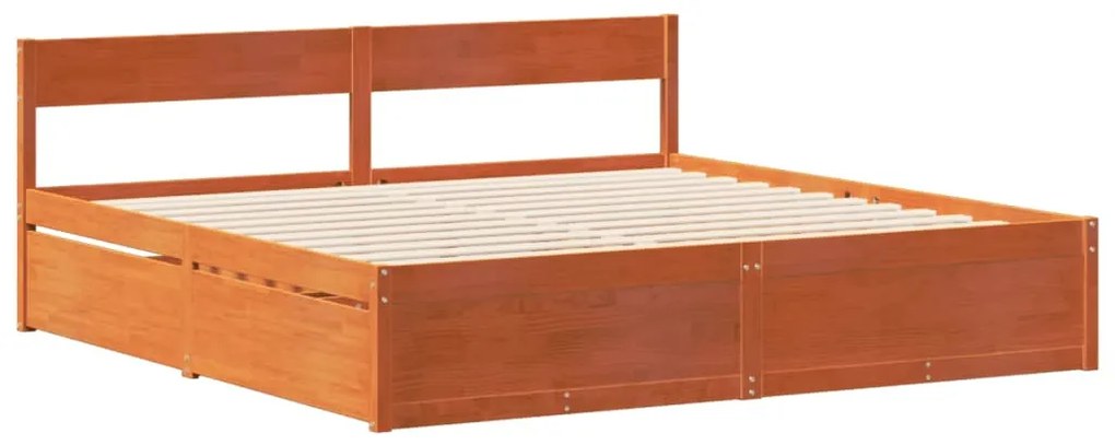 Cama sem colchão 200x200 cm pinho maciço castanho-mel