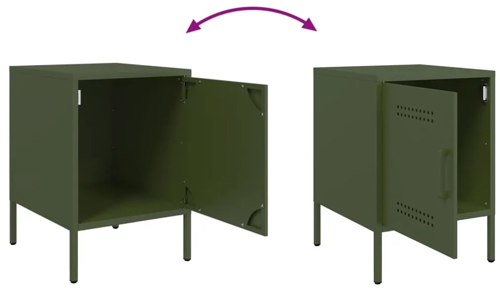 Mesa de cabeceira 36x39x50,5 cm aço verde azeitona