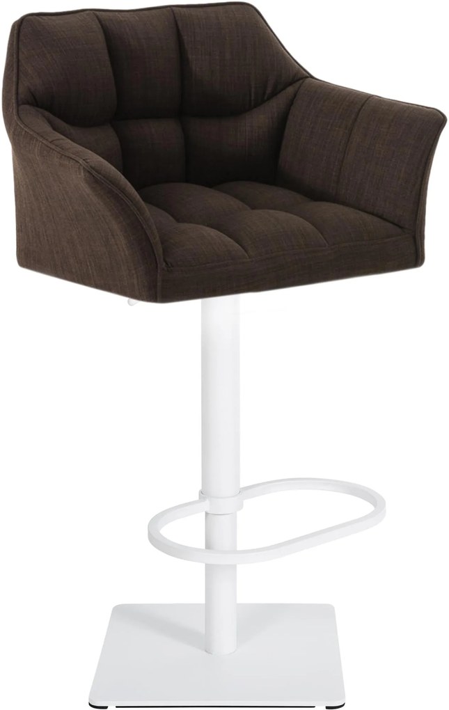 Banco de bar Damaso em tecido e com estrutura branca 64 x 88-113 x 45 cm Castanho