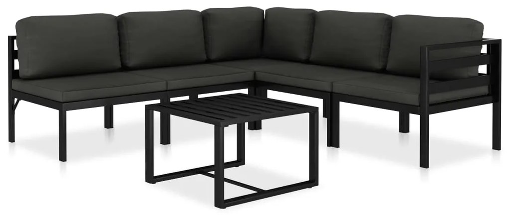 vidaXL 6 pcs conjunto lounge jardim com almofadões alumínio antracite