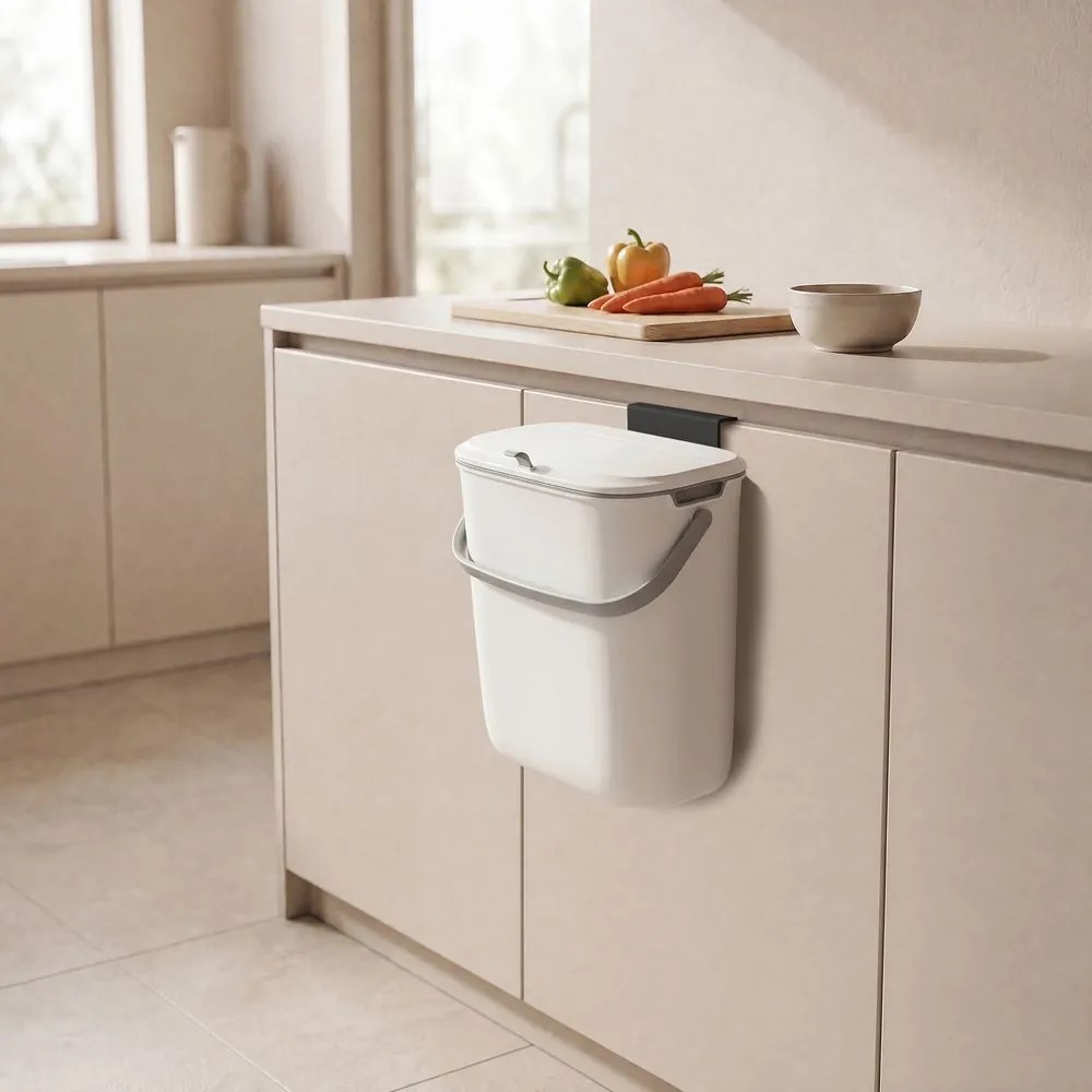 Caixote lixo cozinha de pendurar 9 L, 26 x 15 x 28 cm, branco