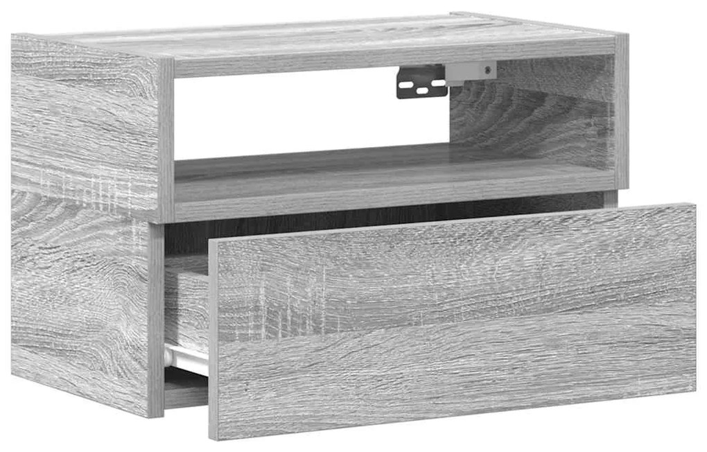 Mesa de cabeceira de parede 45x26x28,5 cm cinzento sonoma