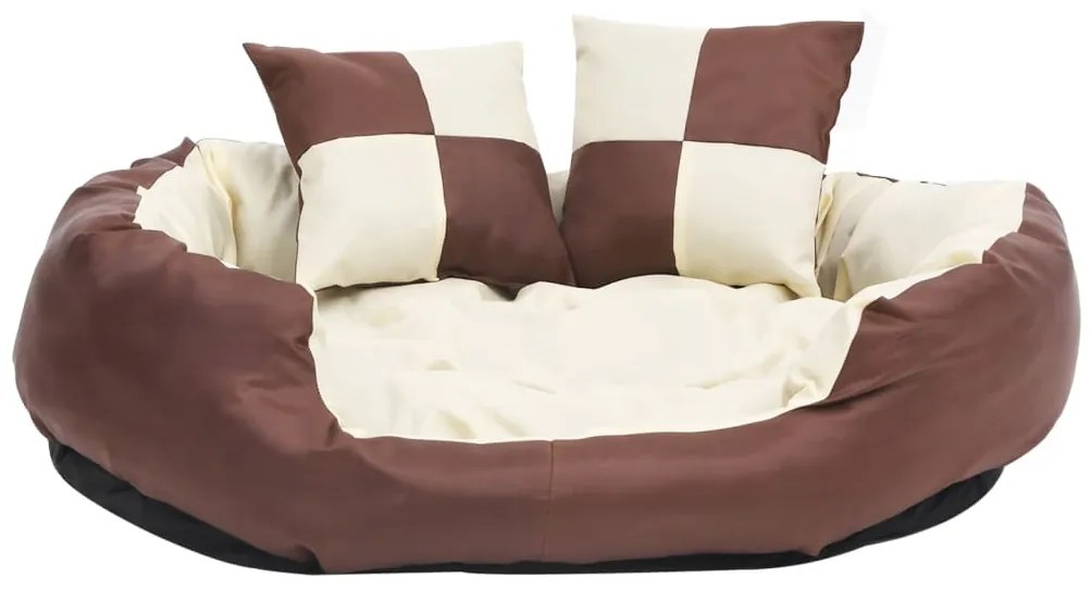 Almofadão p/ cães reversível lavável 85x70x20 cm castanho/creme