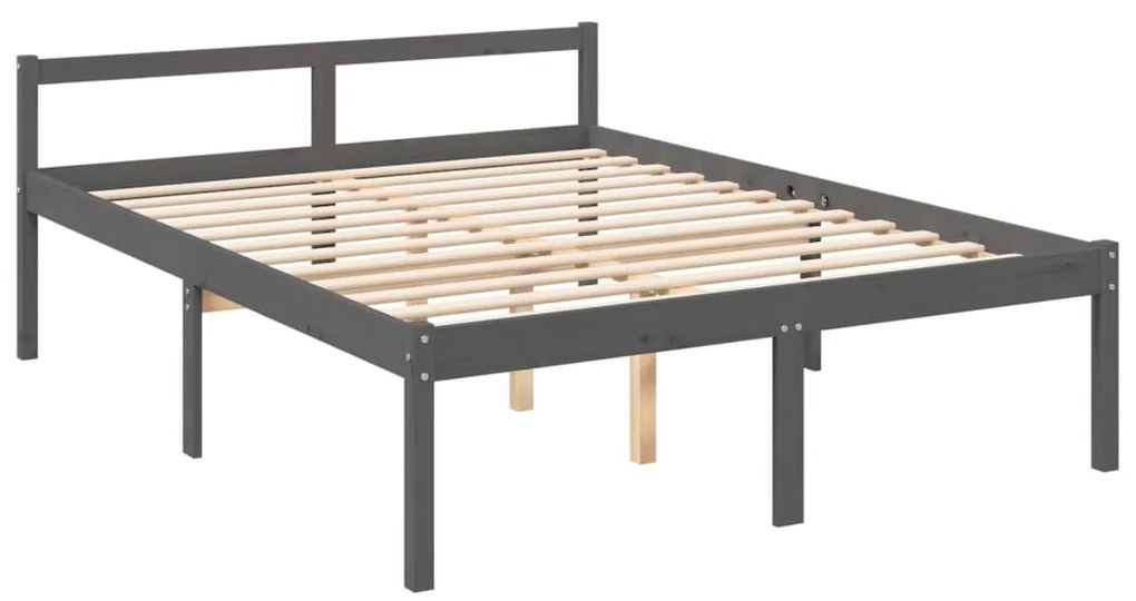 Cama para idosos king size com cabeceira madeira maciça cinza