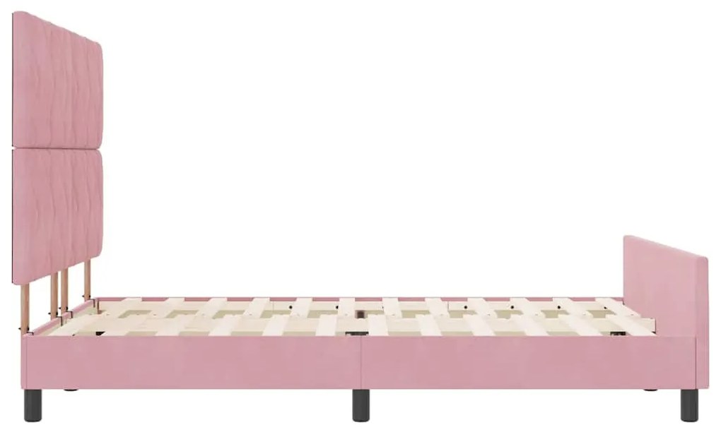 Cama vidaXL Rosa 140x200 cm Veludo