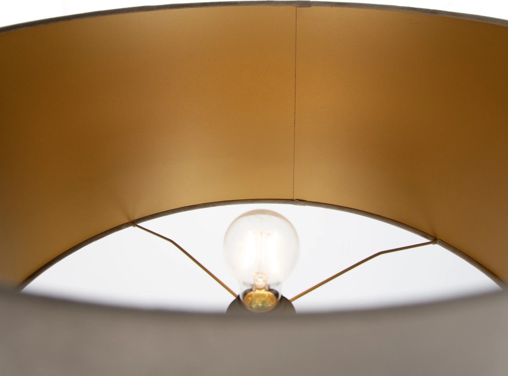 Japandi vloerlamp beige met kap taupe en gouden binnenkant 50cm - Simplo