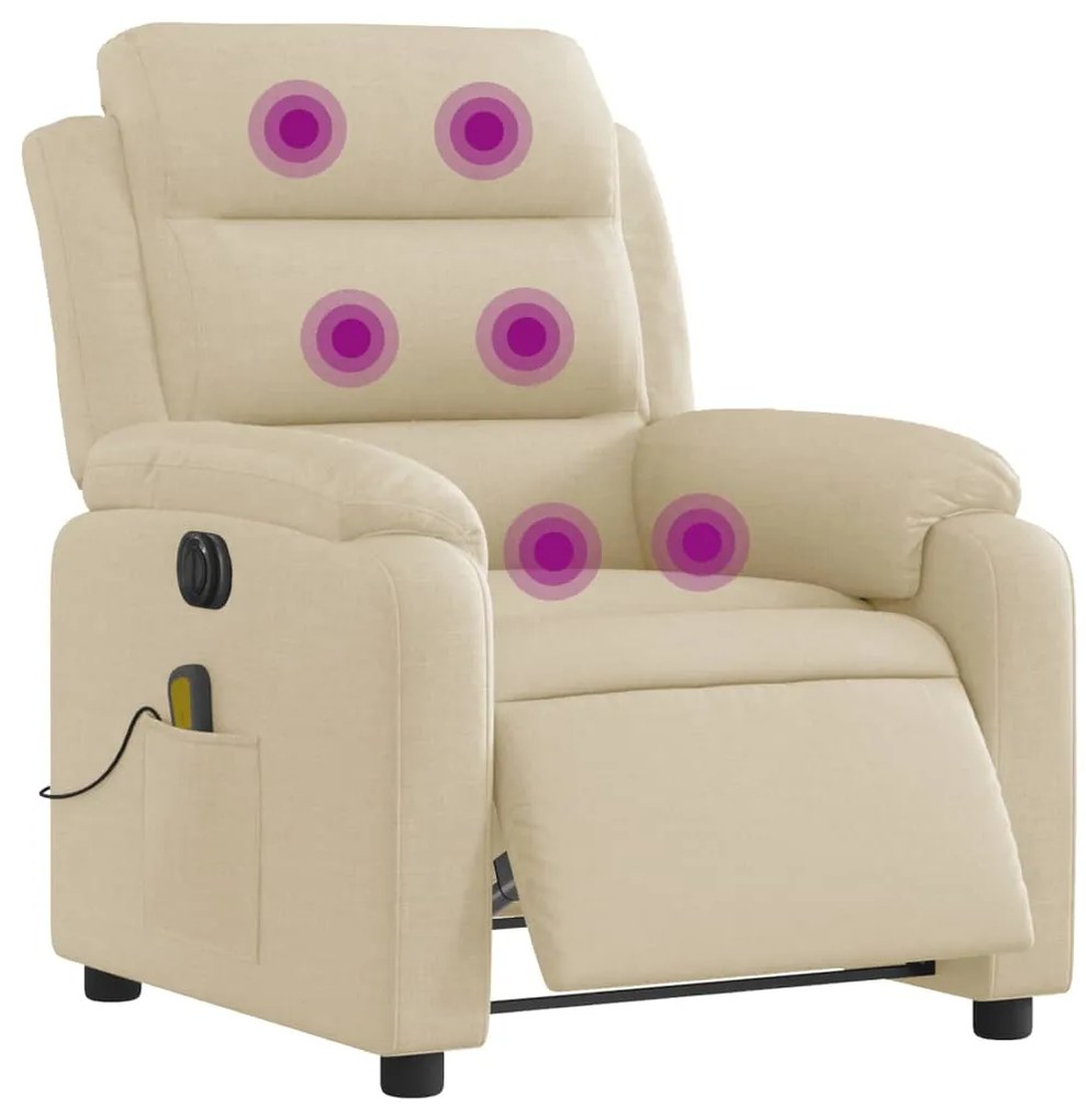 Poltrona de massagens reclinável elétrica tecido creme