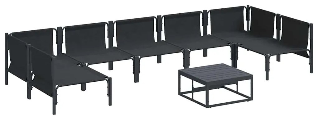 Conjunto de Sofá de Jardim 8 pcs Cinzento-escuro Aço