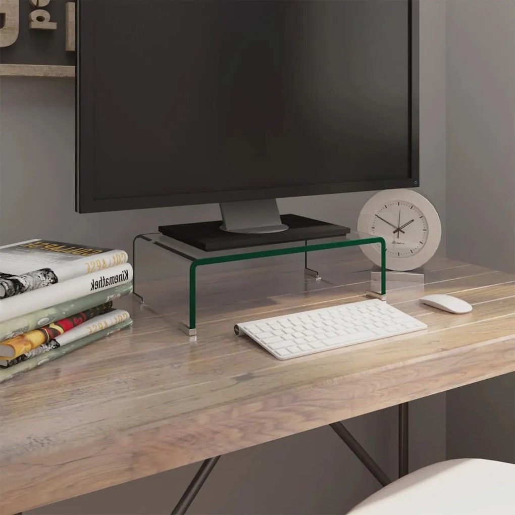 244126 vidaXL Suporte de TV/monitores em vidro transparente 40x25x11 cm