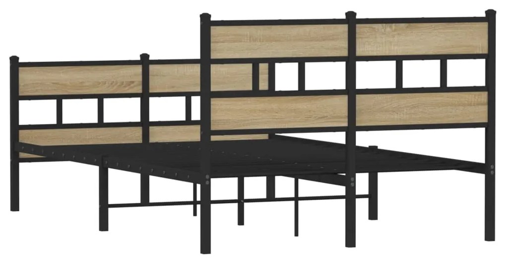 Estrutura de cama sem colchão 120x190 cm metal carvalho sonoma