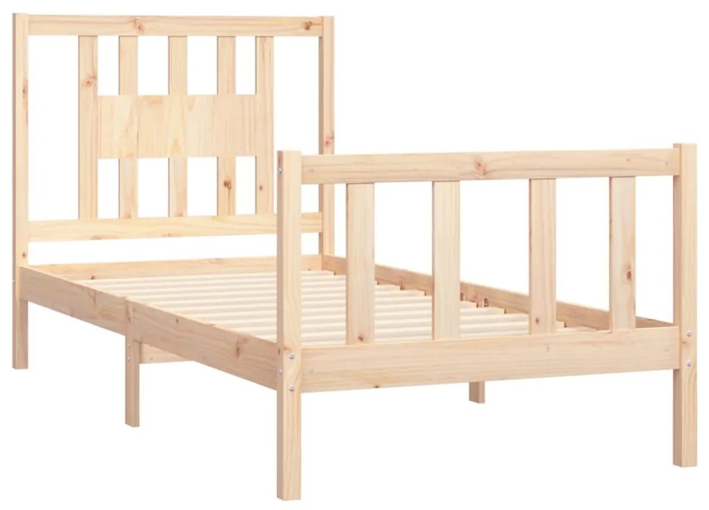 Estrutura de cama com cabeceira 100x200 cm pinho maciço