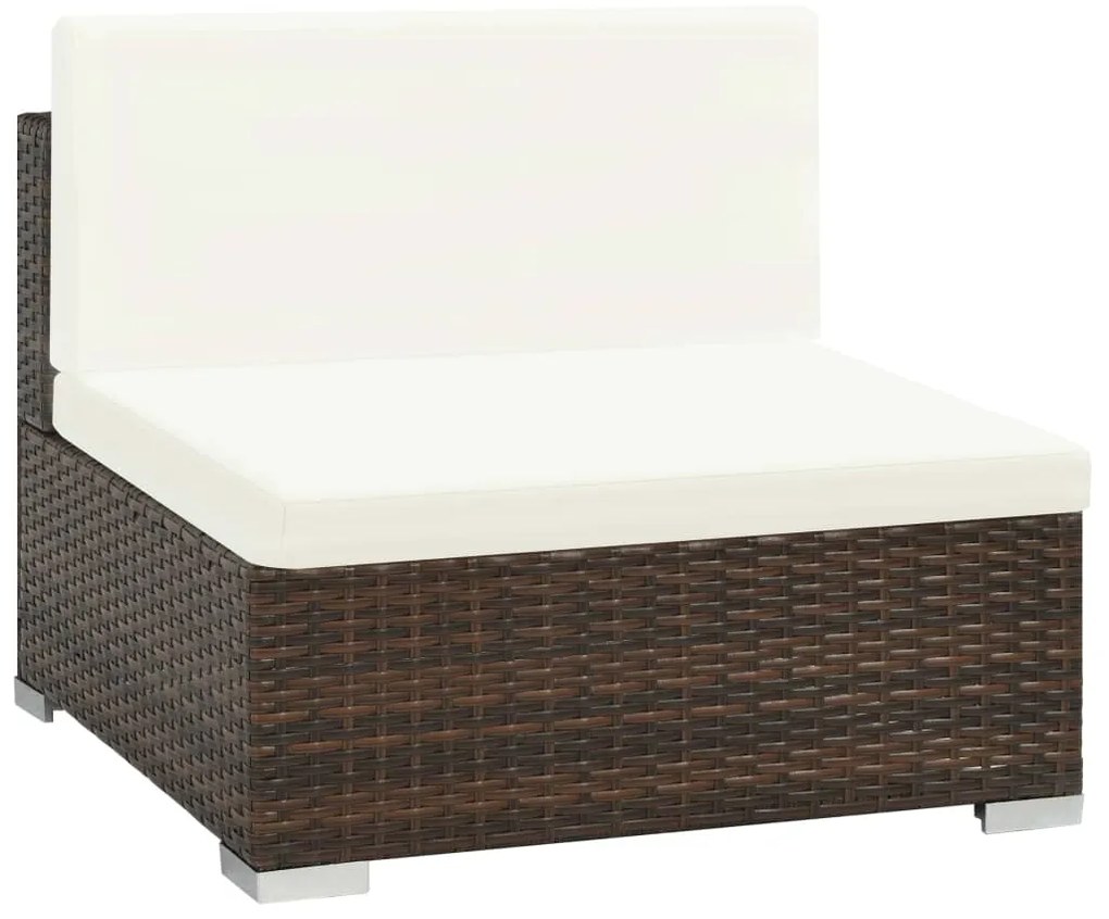 7 pcs conjunto lounge jardim c/ almofadões vime PE castanho