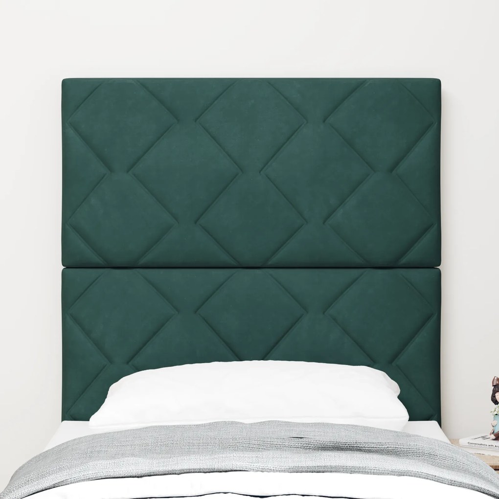 Cabeceira de Veludo de Blocos de Diamante Verde Escura vidaXL 80 cm, C