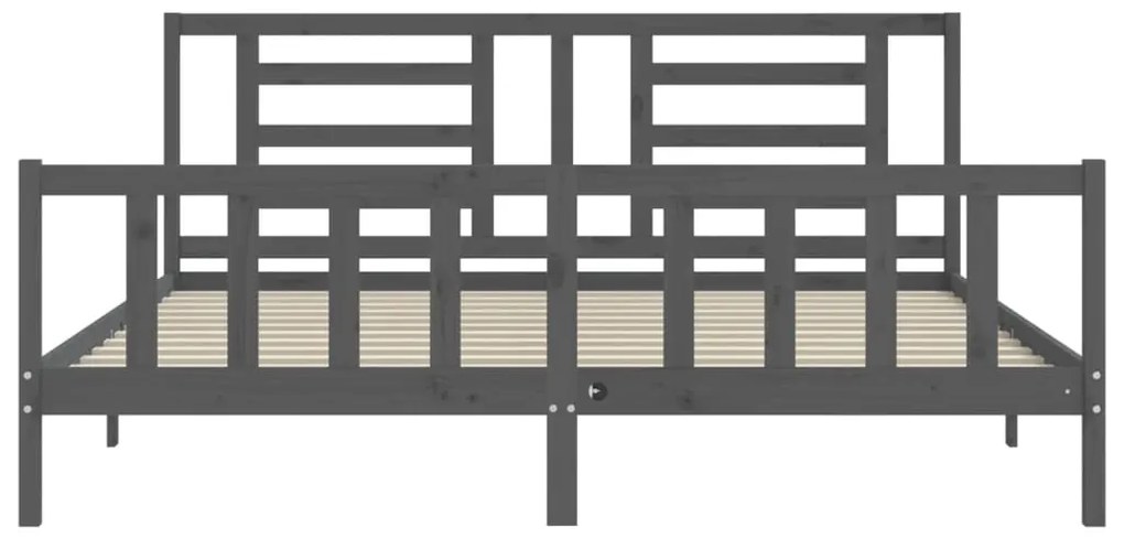 Estrutura de cama com cabeceira 200x200 cm madeira maciça cinza